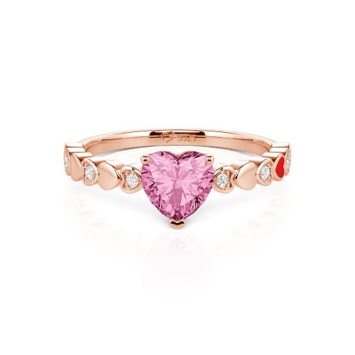 Jeulia Heart Shank Heart Cut Enamel Sterling Silver Engagement Ring