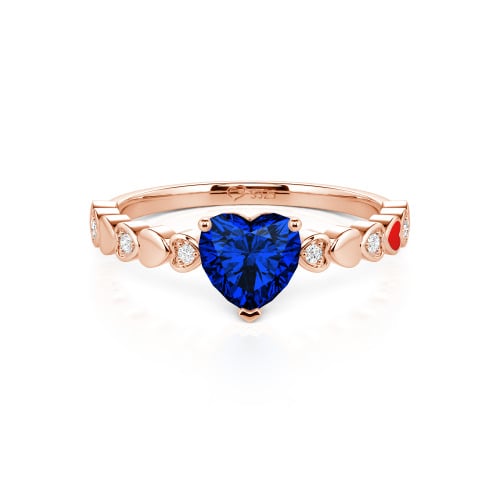 Jeulia Heart Shank Heart Cut Enamel Sterling Silver Engagement Ring