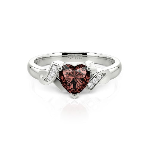 Jeulia Knot Design Heart Cut Sterling Silver Engagement Ring