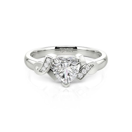 Jeulia Knot Design Heart Cut Sterling Silver Engagement Ring
