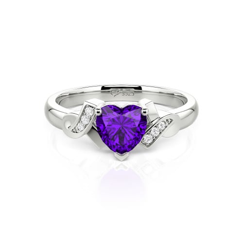 Jeulia Knot Design Heart Cut Sterling Silver Engagement Ring