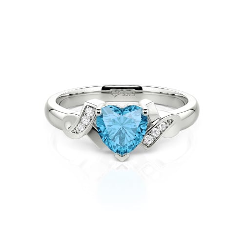 Jeulia Knot Design Heart Cut Sterling Silver Engagement Ring
