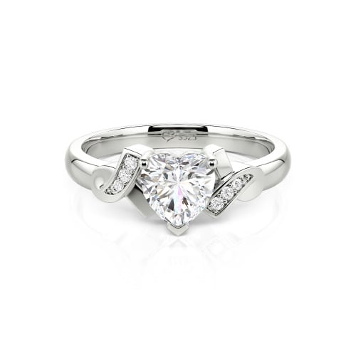 Jeulia Knot Design Heart Cut Sterling Silver Engagement Ring