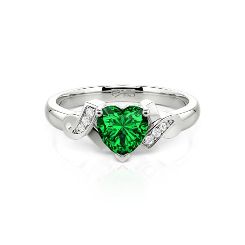 Jeulia Knot Design Heart Cut Sterling Silver Engagement Ring