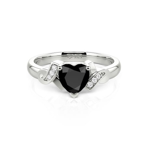Jeulia Knot Design Heart Cut Sterling Silver Engagement Ring