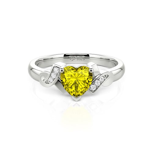 Jeulia Knot Design Heart Cut Sterling Silver Engagement Ring