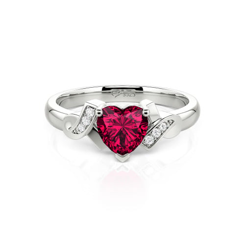 Jeulia Knot Design Heart Cut Sterling Silver Engagement Ring