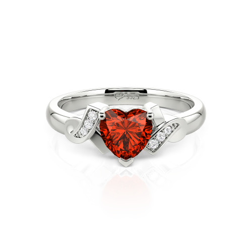 Jeulia Knot Design Heart Cut Sterling Silver Engagement Ring