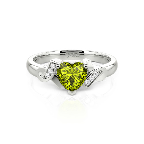 Jeulia Knot Design Heart Cut Sterling Silver Engagement Ring