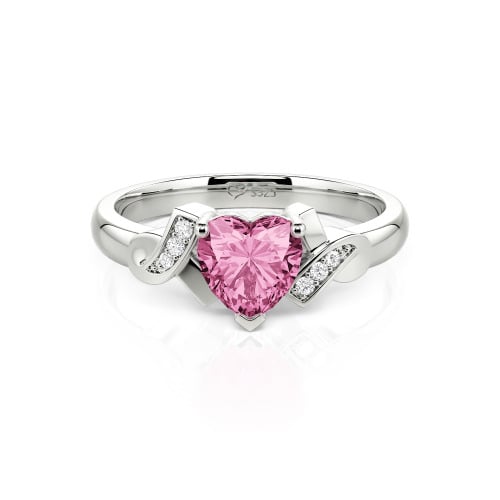 Jeulia Knot Design Heart Cut Sterling Silver Engagement Ring