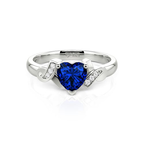 Jeulia Knot Design Heart Cut Sterling Silver Engagement Ring