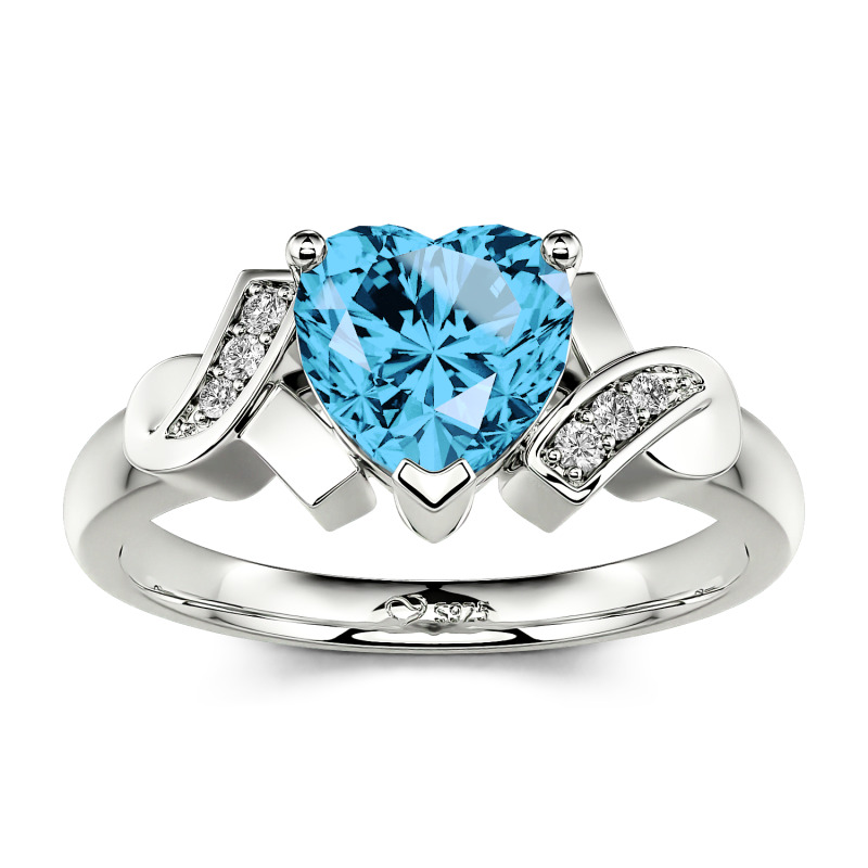 Jeulia Knot Design Heart Cut Sterling Silver Engagement Ring