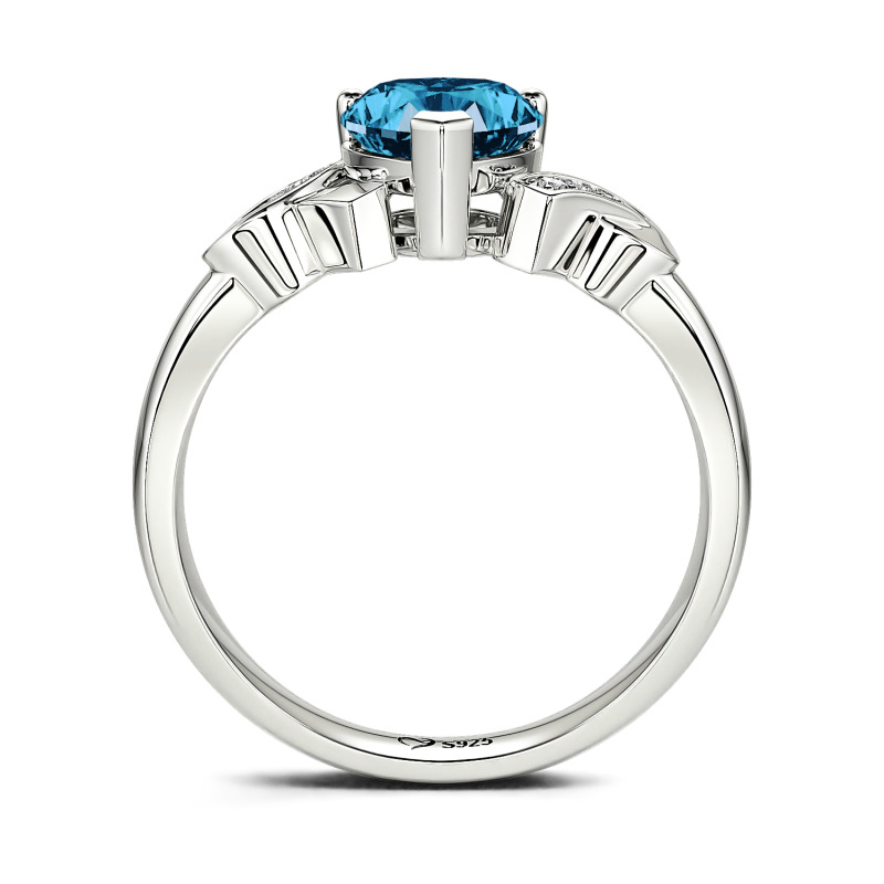 Jeulia Knot Design Heart Cut Sterling Silver Engagement Ring