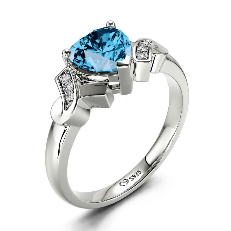 Jeulia Knot Design Heart Cut Sterling Silver Engagement Ring