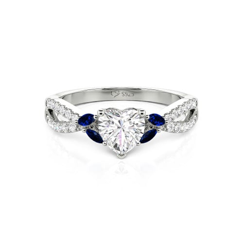 Jeulia Custom Twisted Heart Engagement Ring With Side Stone