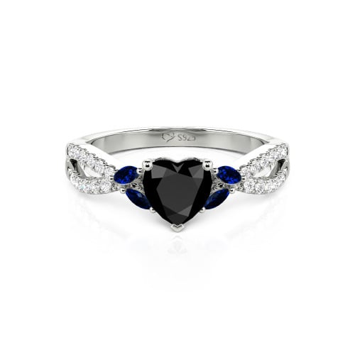 Jeulia Custom Twisted Heart Engagement Ring With Side Stone
