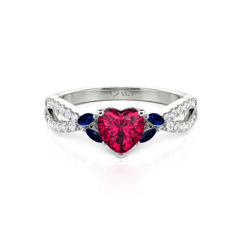 Jeulia Custom Twisted Heart Engagement Ring With Side Stone
