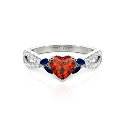 Jeulia Custom Twisted Heart Engagement Ring With Side Stone