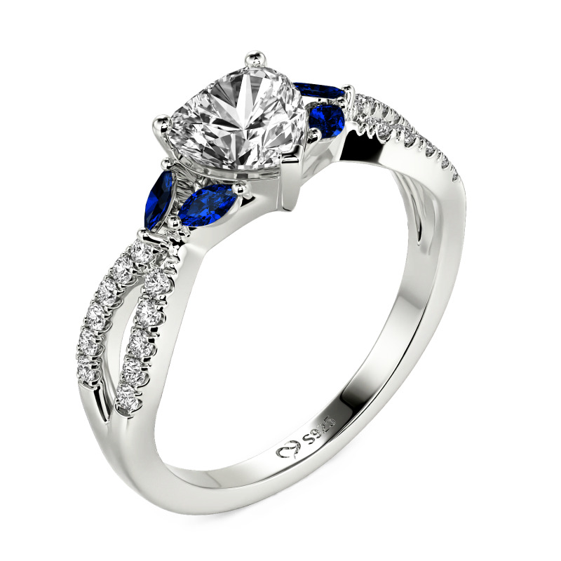 Jeulia Anillo de Compromiso Corazón Trenzado Personalizado con Piedra Lateral