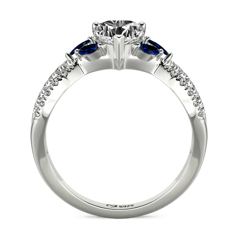 Jeulia Anillo de Compromiso Corazón Trenzado Personalizado con Piedra Lateral