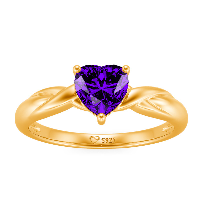 Jeulia Simple Custom Heart Promise Ring with Knot Band Design
