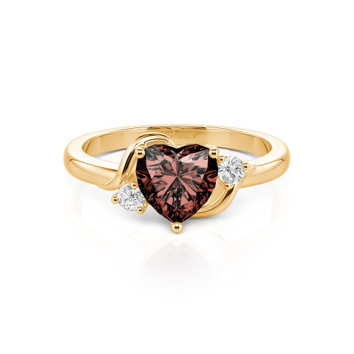 Jeulia Wave Design Three Stone Heart Promise Ring with Birthstone Sterling Silver