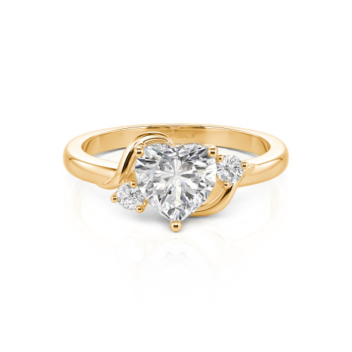 Jeulia Wave Design Three Stone Heart Promise Ring with Birthstone Sterling Silver