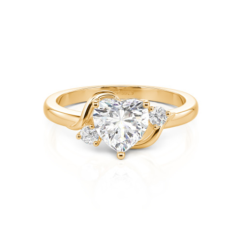 Jeulia Wave Design Three Stone Heart Promise Ring with Birthstone Sterling Silver