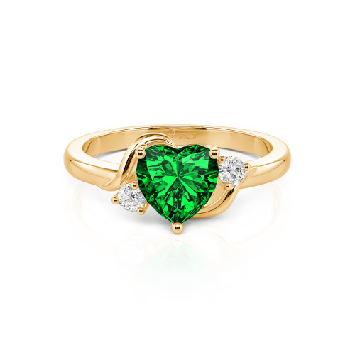 Jeulia Wave Design Three Stone Heart Promise Ring with Birthstone Sterling Silver