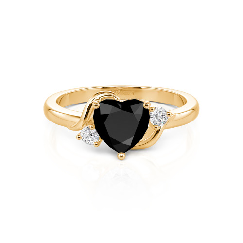 Jeulia Wave Design Three Stone Heart Promise Ring with Birthstone Sterling Silver
