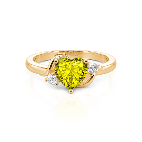 Jeulia Wave Design Three Stone Heart Promise Ring with Birthstone Sterling Silver