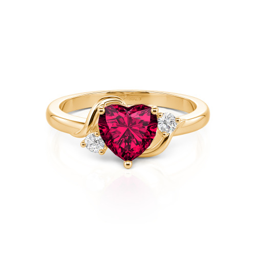Jeulia Wave Design Three Stone Heart Promise Ring with Birthstone Sterling Silver