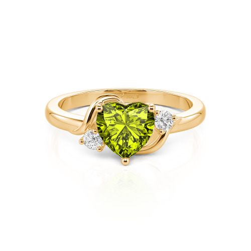 Jeulia Wave Design Three Stone Heart Promise Ring with Birthstone Sterling Silver