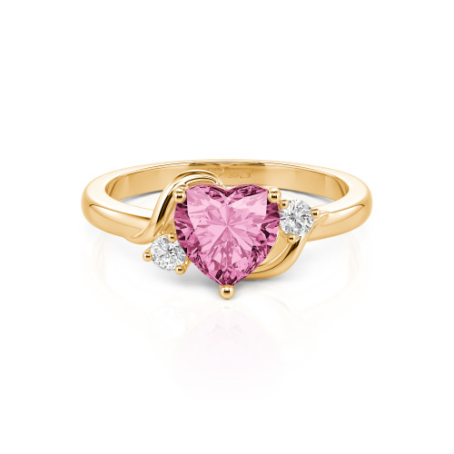Jeulia Wave Design Three Stone Heart Promise Ring with Birthstone Sterling Silver