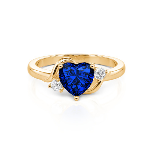 Jeulia Wave Design Three Stone Heart Promise Ring with Birthstone Sterling Silver