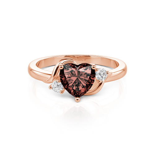 Jeulia Wave Design Three Stone Heart Promise Ring with Birthstone Sterling Silver