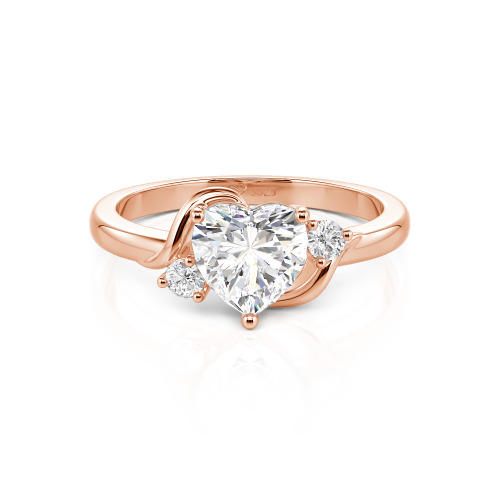 Jeulia Wave Design Three Stone Heart Promise Ring with Birthstone Sterling Silver