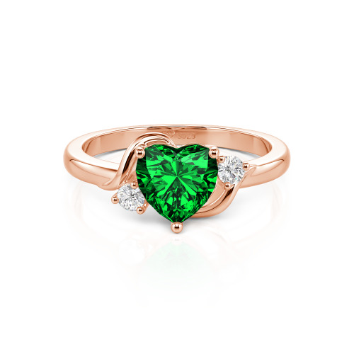 Jeulia Wave Design Three Stone Heart Promise Ring with Birthstone Sterling Silver