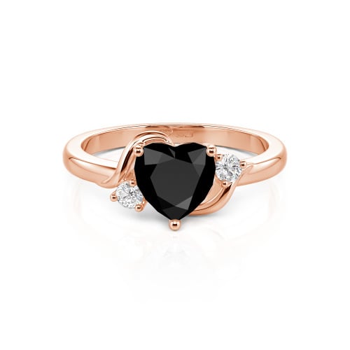 Jeulia Wave Design Three Stone Heart Promise Ring with Birthstone Sterling Silver