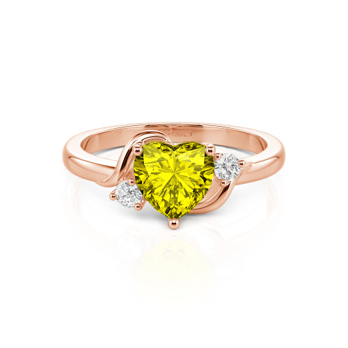 Jeulia Wave Design Three Stone Heart Promise Ring with Birthstone Sterling Silver