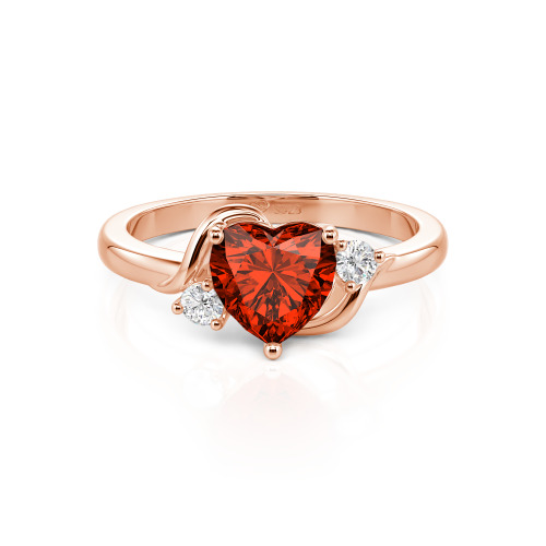 Jeulia Wave Design Three Stone Heart Promise Ring with Birthstone Sterling Silver
