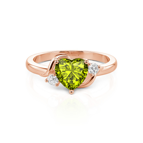 Jeulia Wave Design Three Stone Heart Promise Ring with Birthstone Sterling Silver