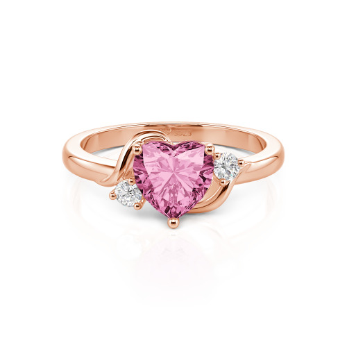 Jeulia Wave Design Three Stone Heart Promise Ring with Birthstone Sterling Silver