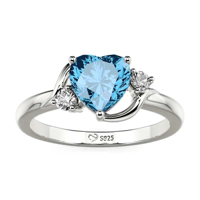 Jeulia Anillo de Promesa Personalizado con Tres Piedras en Forma de Corazón y Ola