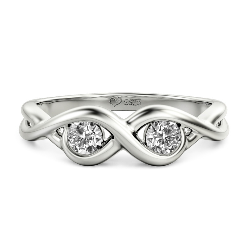 Jeulia Custom Infinity Two Stone Promise Ring Sterling Silver