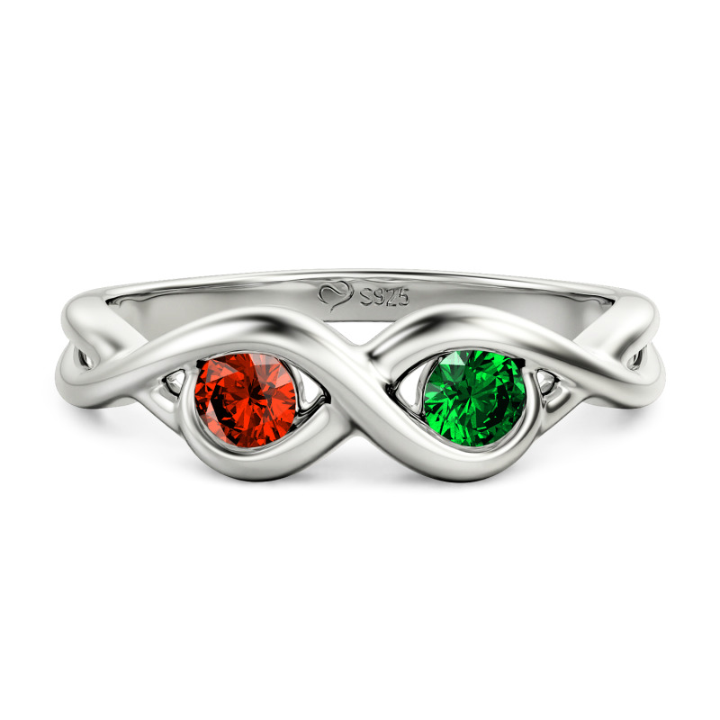 Jeulia Custom Infinity Two Stone Promise Ring Sterling Silver