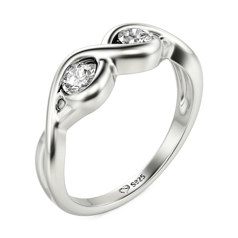 Jeulia Custom Infinity Two Stone Promise Ring Sterling Silver