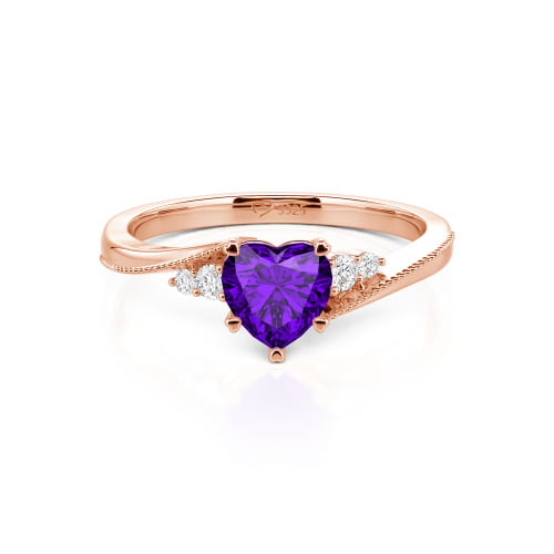 Jeulia Milgrain Custom Heart Promise Ring Bypass Design
