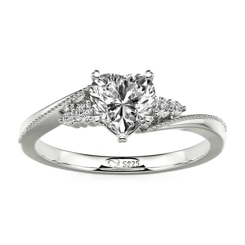 Jeulia Milgrain Custom Heart Promise Ring Bypass Design