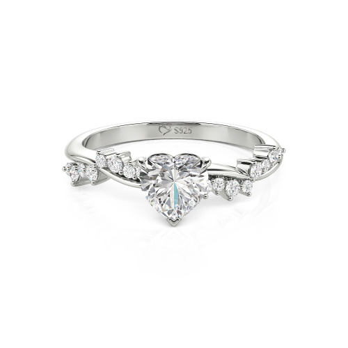 Jeulia Simple Twist Custom Heart Engagement Ring